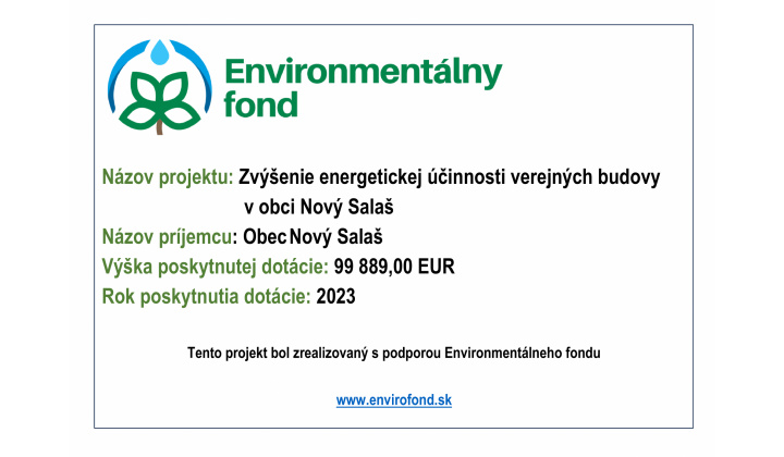 Zvýšenie energetickej účinnosti verejnej budovy v obci Nový Salaš