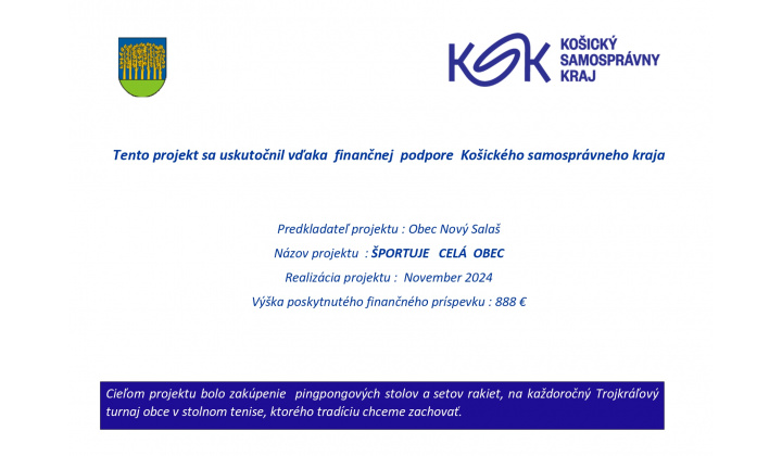 Realizácia projektu : ŠPORTUJE CELÁ OBEC