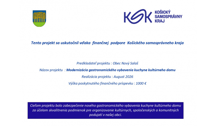 Modernizácia gastronomického vybavenia kuchyne kultúrneho domu