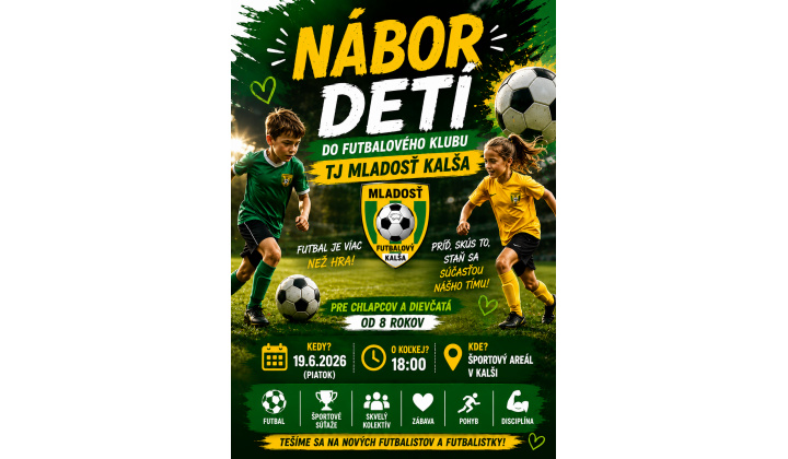 Nábor detí do futbalového klubu TJ Mladosť Kalša