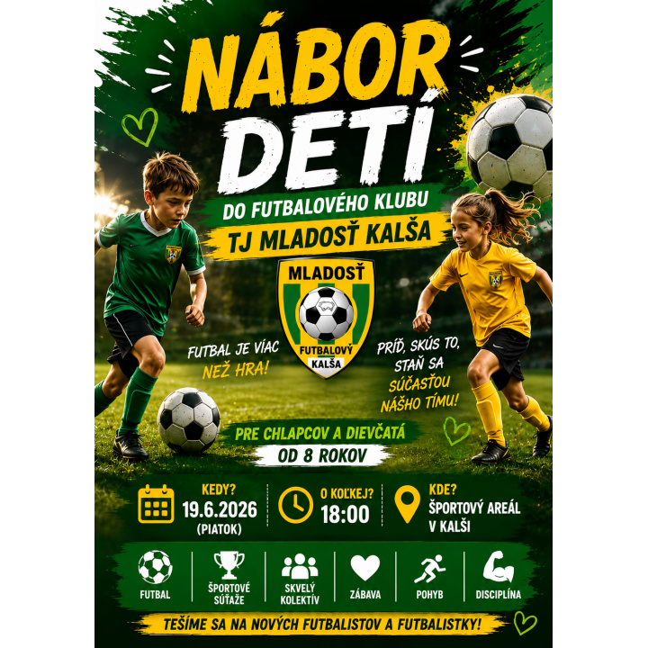 Nábor detí do futbalového klubu TJ Mladosť Kalša