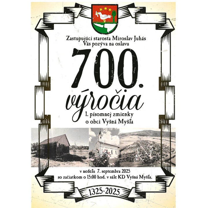 Oslavy 700. výročia 1. písomnej zmienky o obci Vyšná Myšľa