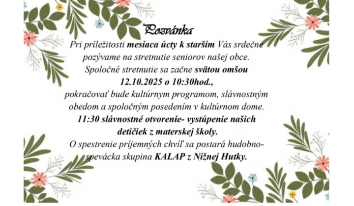 Stretnutie seniorov 12.10.2025